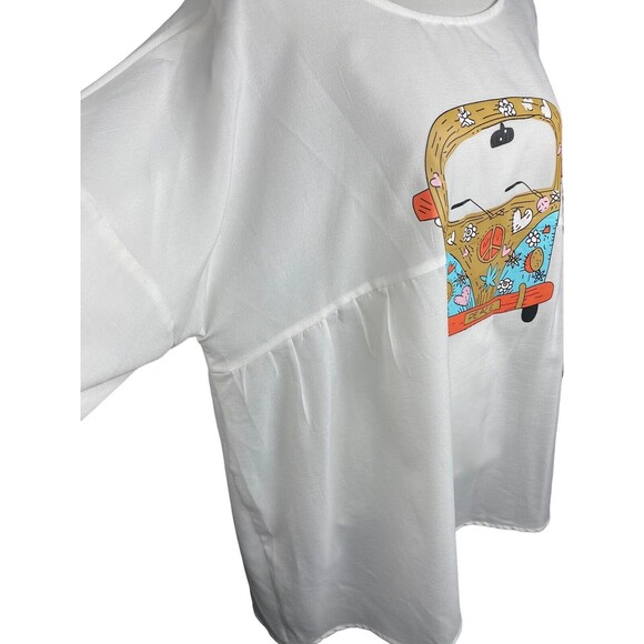 Peace Van Womens White Boho Unbranded Casual Tunic Top Size X-Large White - Picture 5 of 9